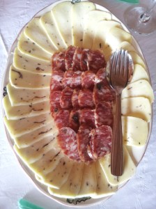 truffle-flecked cheese and sausage