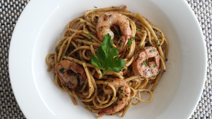 shrimp with black garlic